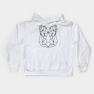 Black Geometric Quokka Line Art Kids Hoodie